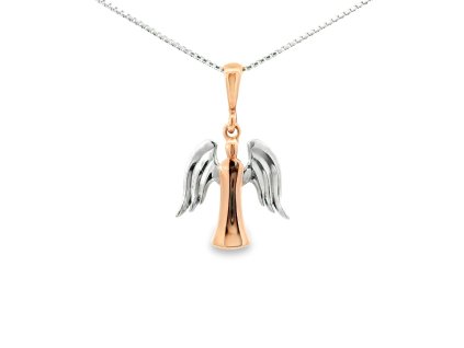 Přívěšek z bílého a ružového zlata anděl 335