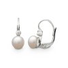 Náušnice z bílého zlata s bílými perlami a zirkony