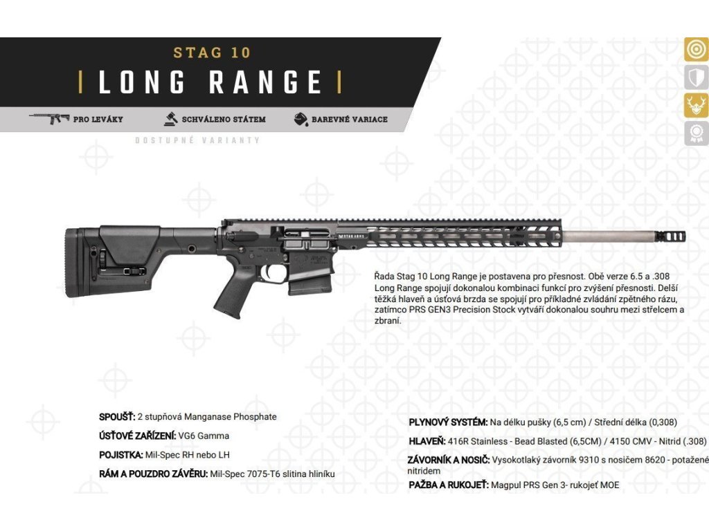 Samonabíjecí puška AR-10 STAG ARMS STAG 10 Long Range – 24", 6,5 Creedmoor / BLK