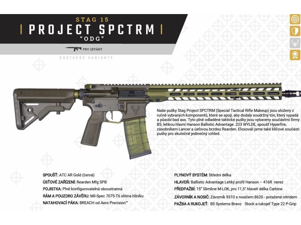 Puška samonabíjecí Stag Arms STAG 15 Project SPCTRM / .223 Rem / 5,56×45 mm / 16" – ODG