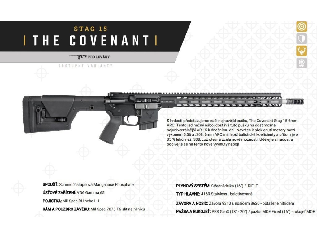 Puška samonabíjecí Stag Arms STAG 15 Covenant / 6 mm ARC / 20" – BLK