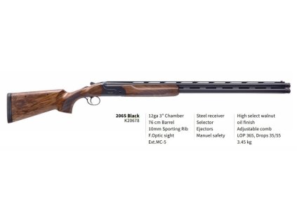 Broková kozlice Akkar Churchill 206 Sporting Black 12/76, hlaveň 28" – BLK
