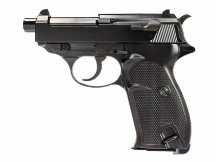 WE GBB plynová pistole P38K (P010S) s tlumičem - Černá