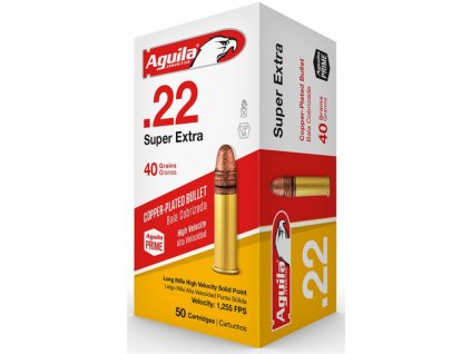 Náboj kulový Aguila Super Extra HV .22 LR SP 2,6 g / 40 gr, balení 50 ks