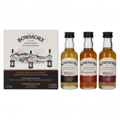 Bowmore_Distillers_Collection_(12y, 15y, 18y)_42%_3x0,05L_darčekové_balenie_alkohol_whisky_