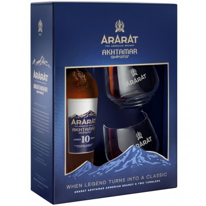 Ararat 10 ročný 40% 0,7L v kartóne s 2 pohármi alkohol Red Bear Bratislava brandy alkohol