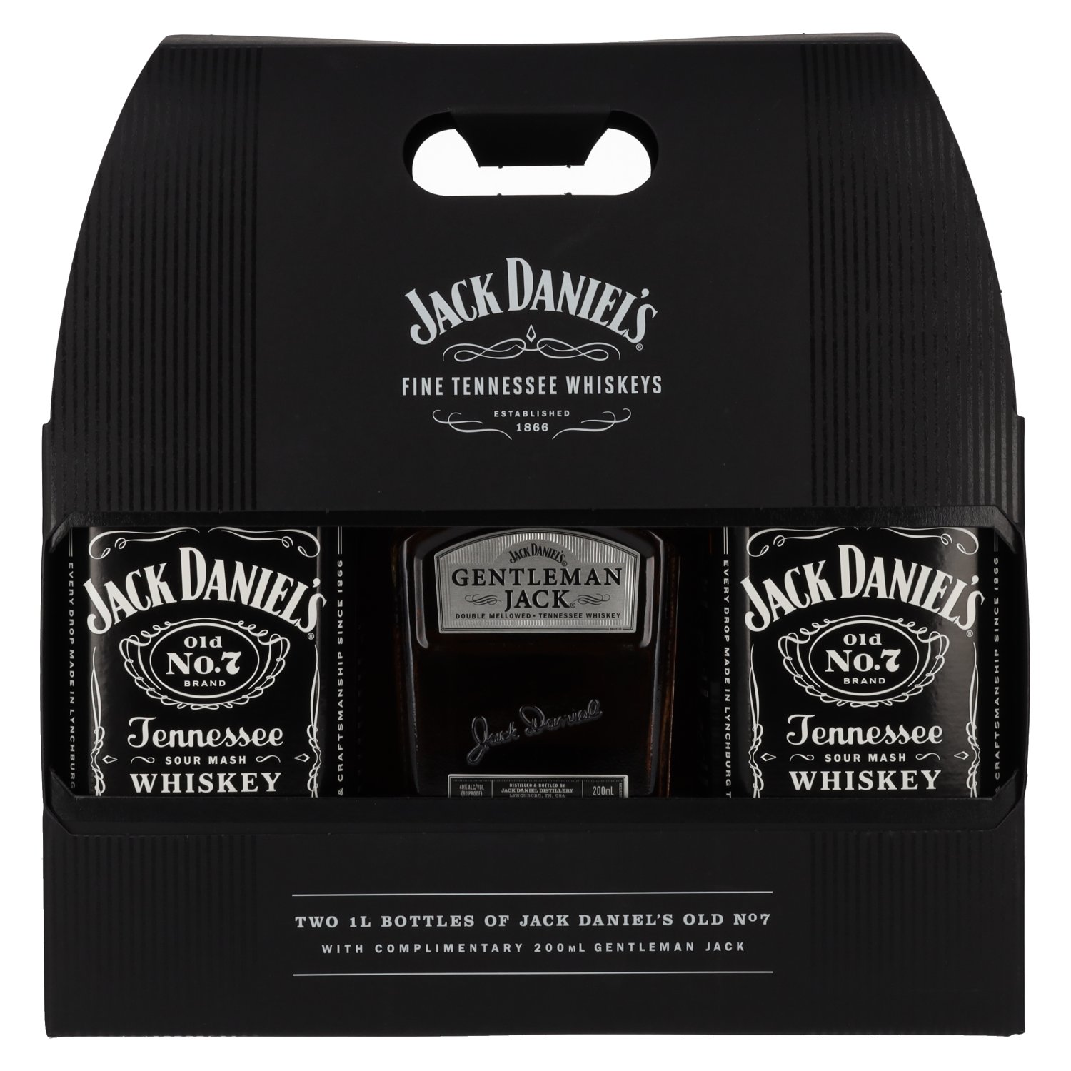 Jack Daniel\'s Travel Pack 40% 2x1L v kartóne + 0,2L