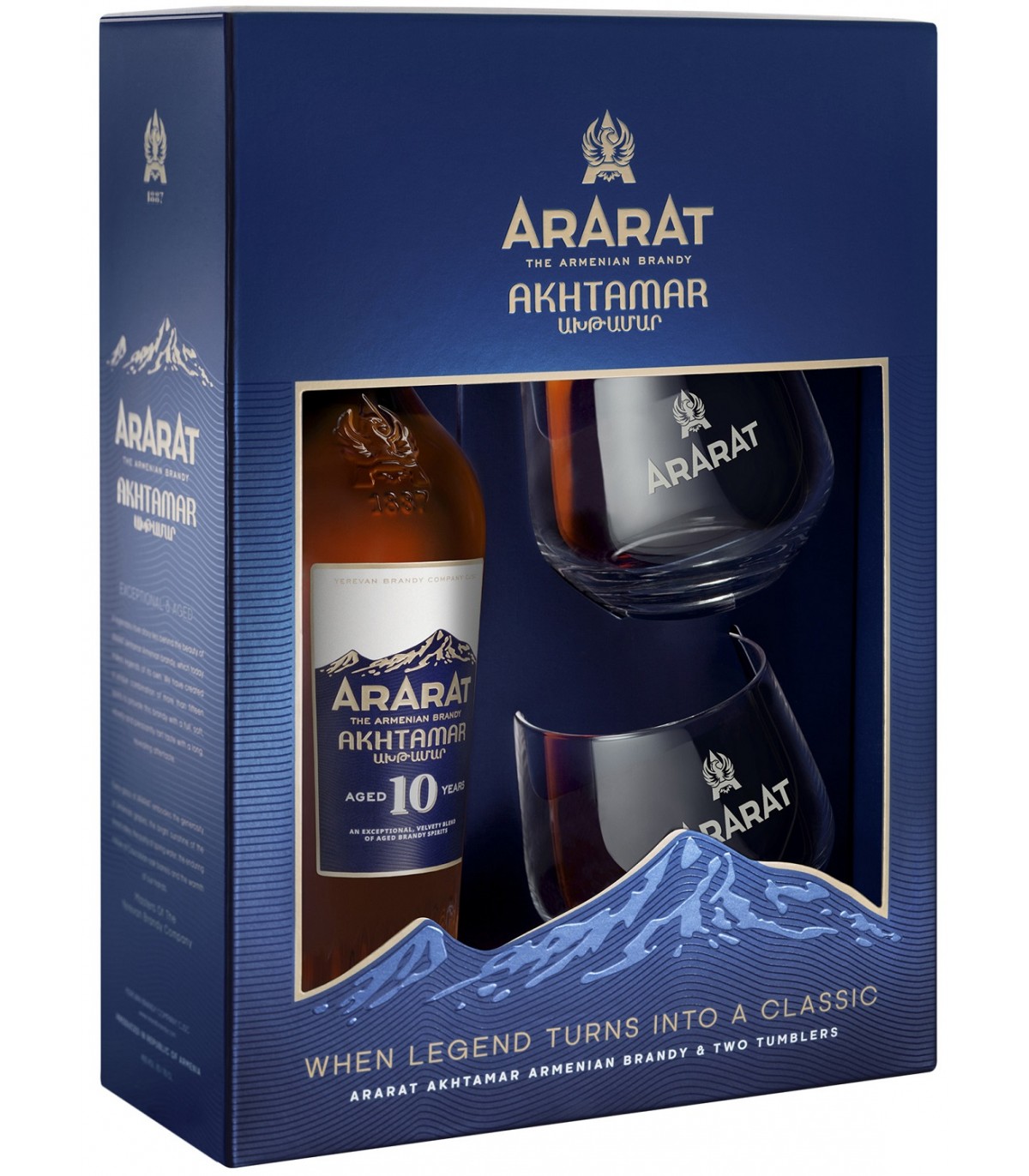 Ararat 10y 40% 0,7L v kartóne + 2 poháre
