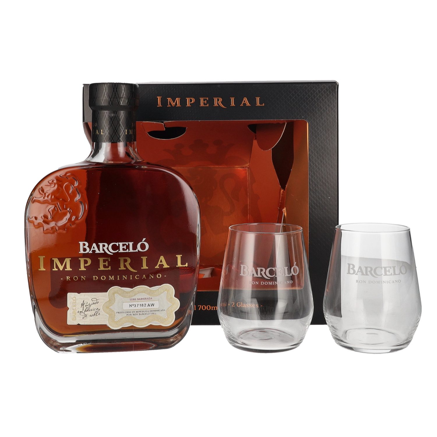 E-shop Barceló Imperial Ron Dominicano 38% 0,7L v kartóne + 2 poháre