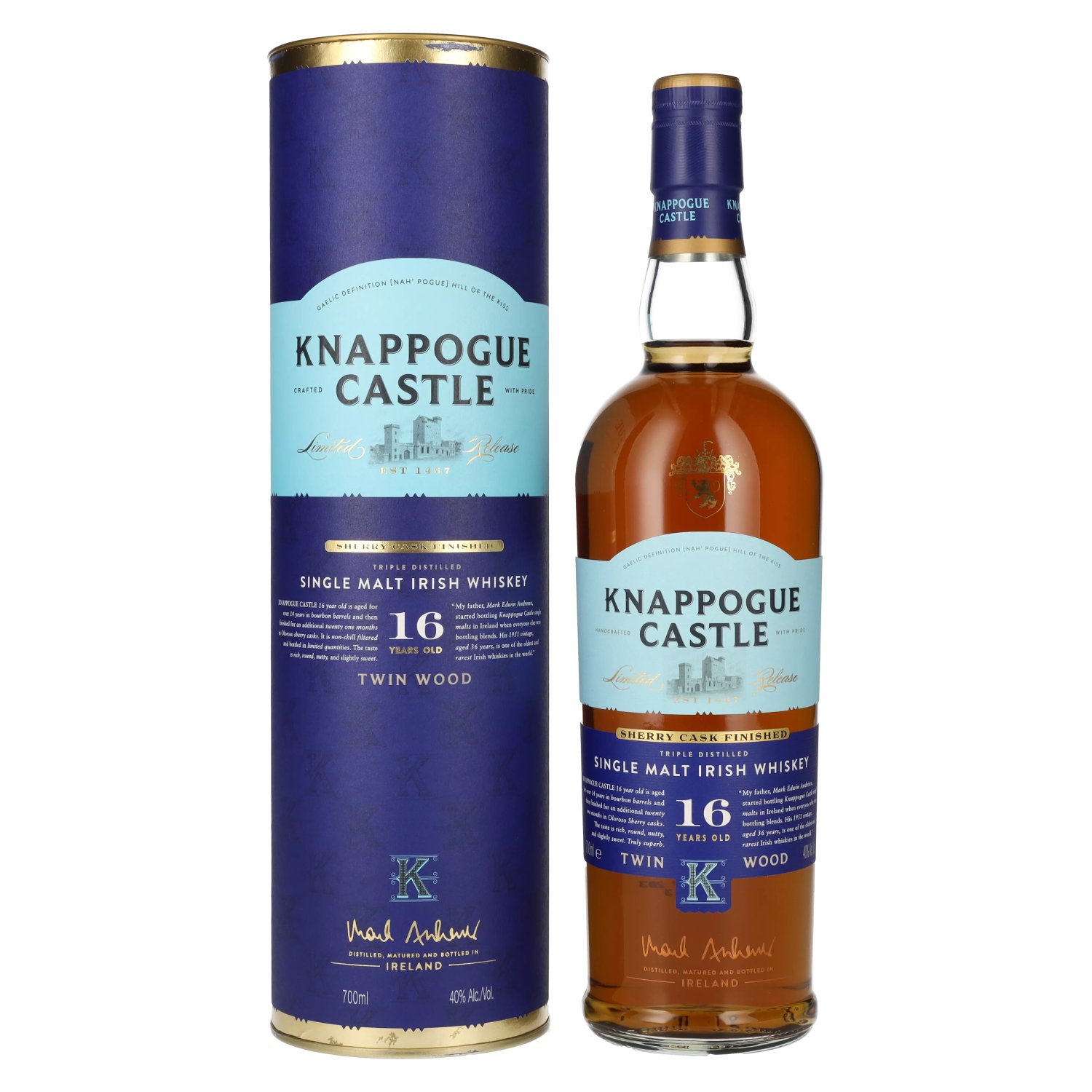 E-shop Knappogue Castle TWIN WOOD Sherry cask 16y 40% 0,7L v tube