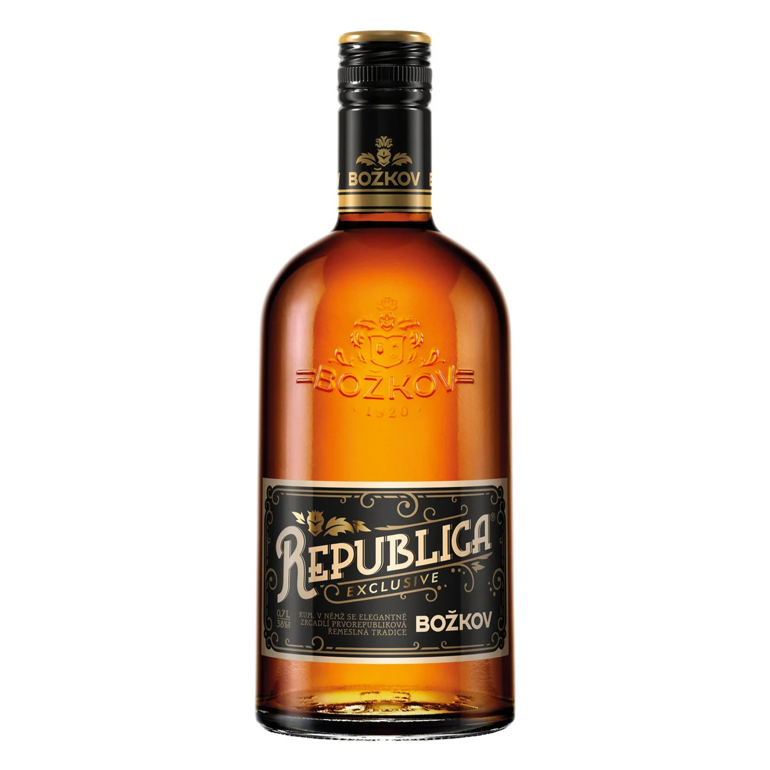 E-shop Božkov Republica exclusive rum 38% 0,7L (čistá fľaša)