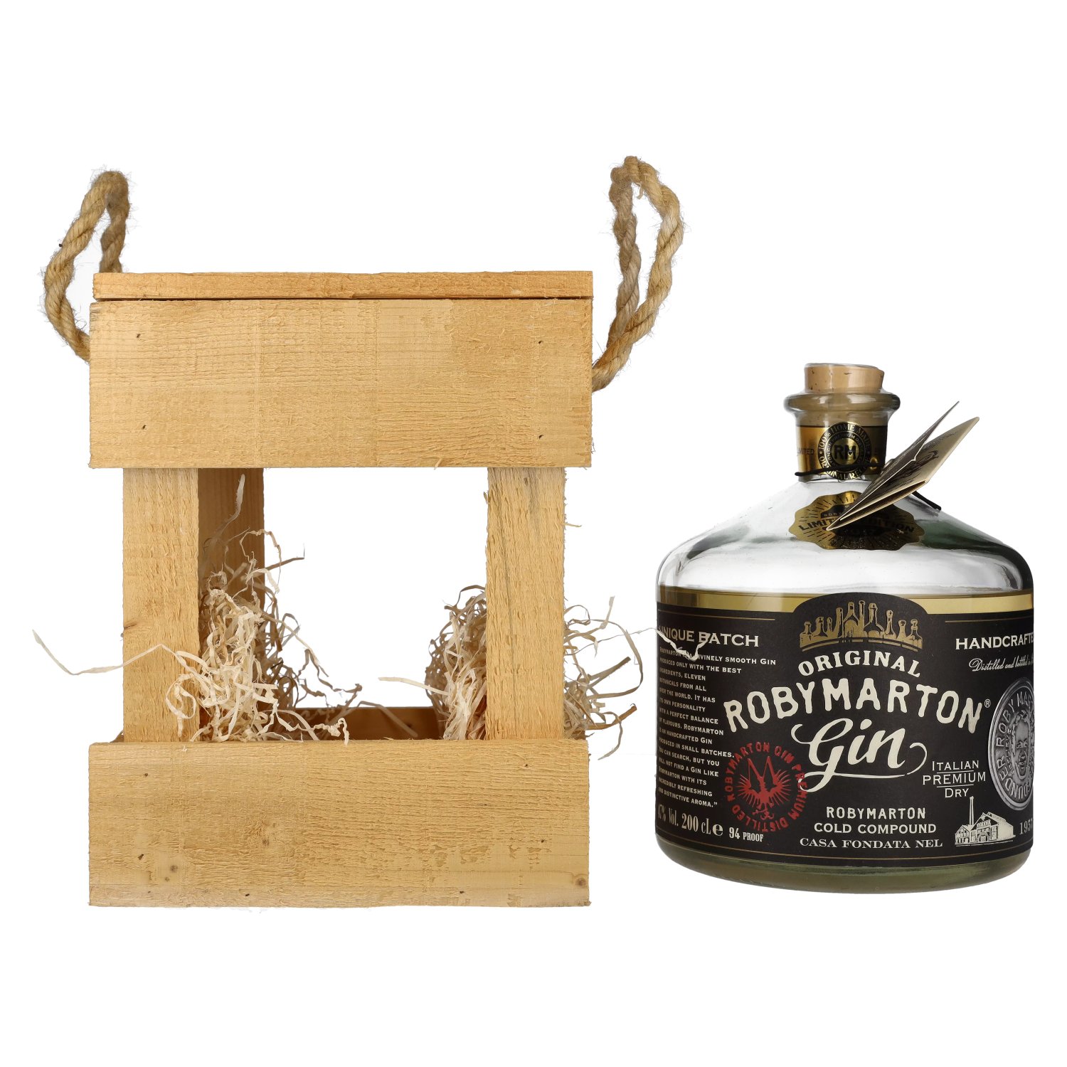 Roby Marton Original Italian Premium Gin 47% 2L (drevený box)