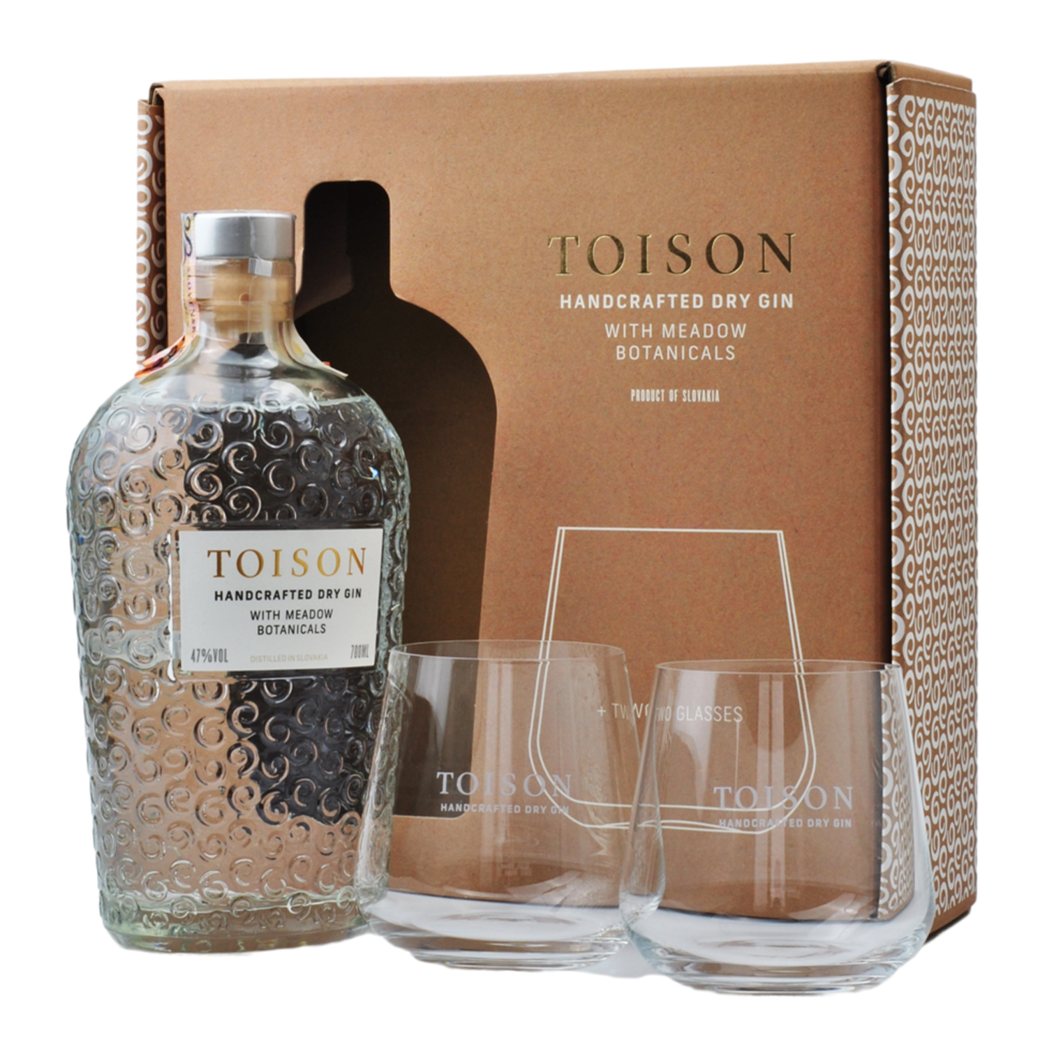 Toison Gin 47% 0,7L v kartóne + 2 poháre