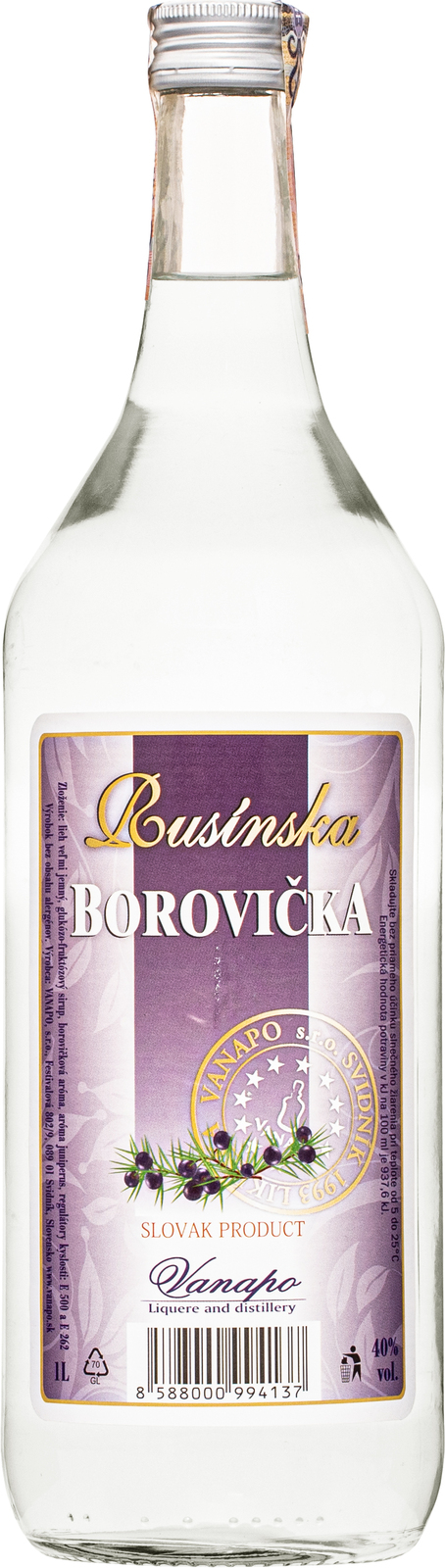 Borovička Rusínska 40% 1 l