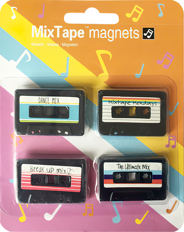 Sada 4 ks magnetů - Retro audio MC kazety