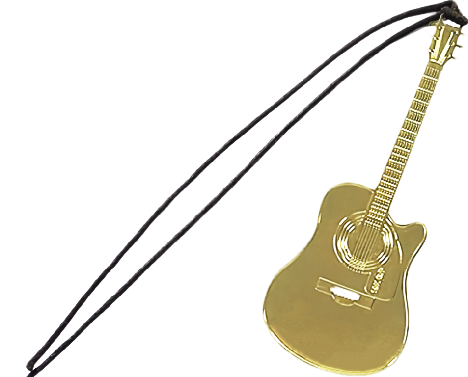 Záložka do knihy kovová - Zlatá - Akustická kytara