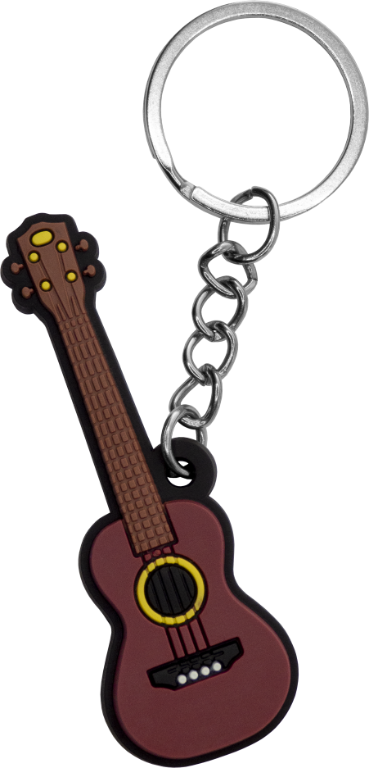 Přívěsek na klíče silikonový - Akustická kytara - Vínová