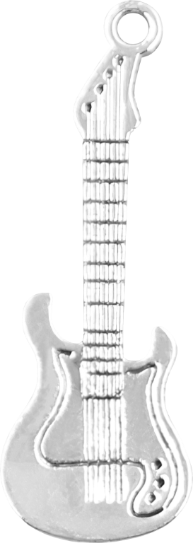 Přívěsek retro kovový - Elektrická kytara #1 - Stříbrná