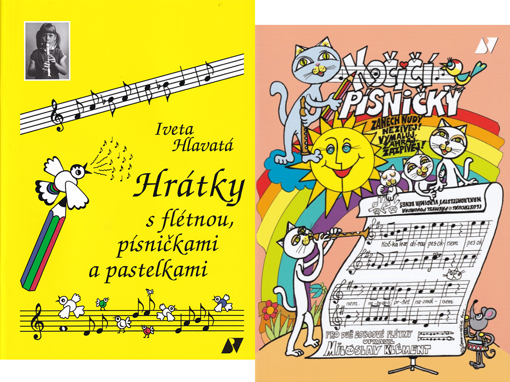 Sada 2 kusů - Flétna pro děti - Hrátky s flétnou a Kočičí písničky