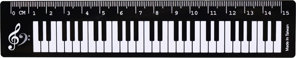 Pravítko černé plastové - 15 cm - Klaviatura