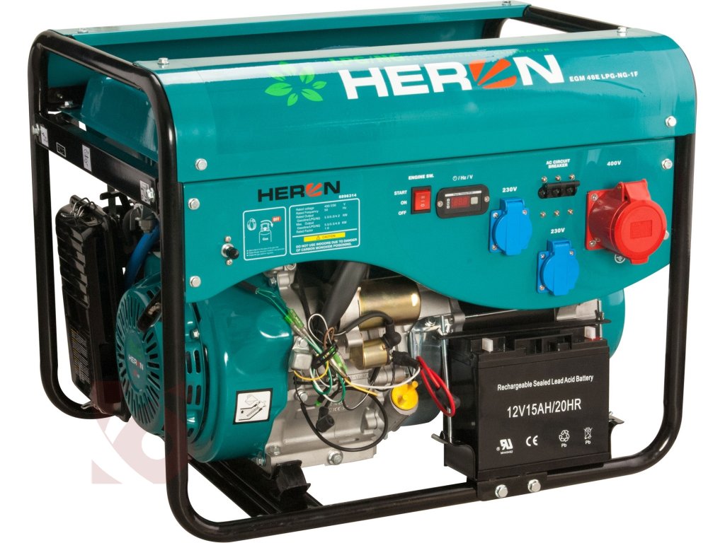 Benzínová a plynová elektrocentrála HERON 13HP/5,5kW (400V) 2x2kW (230V), elektrický start (8896319)