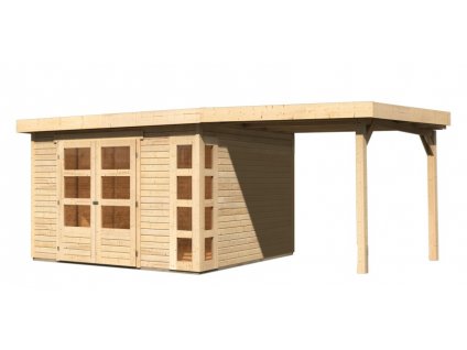 Dřevěný domek KARIBU KERKO 6 + přístavek 240 cm včetně zadní stěny (38733) natur LG2999