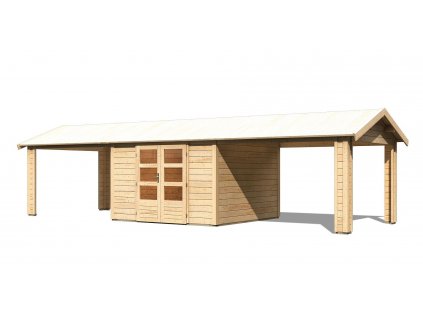 Dřevěný domek KARIBU THERES 7 vč. dvou přístavku (31460) natur LG3156