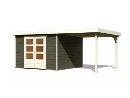 Dřevěný domek KARIBU ASKOLA 6 + přístavek 240 cm (23501) šedý LG3202