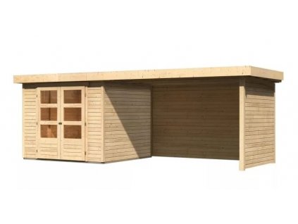 Dřevěný domek KARIBU ASKOLA 3,5 + přístavek 280 cm včetně zadní a boční stěny (77721) natur LG3252