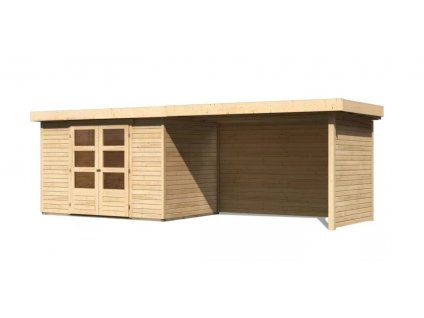 Dřevěný domek KARIBU ASKOLA 4 + přístavek 280 cm včetně zadní a boční stěny (77734) natur LG3271