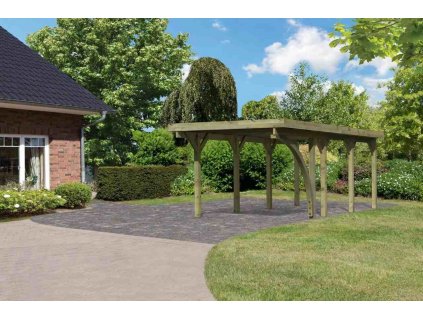 Carport KARIBU CLASSIC 2B 61968 ocelové střešní plechy LG3355