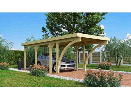 Carport KARIBU CLASSIC 2C 61969 ocelové střešní plechy LG3356