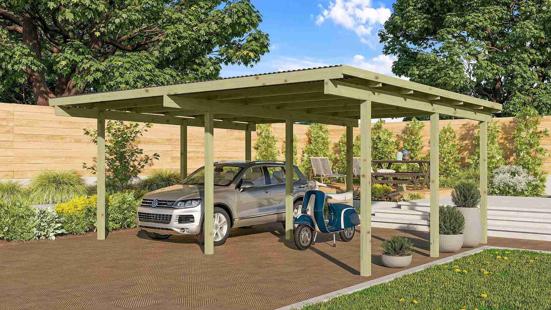 Levně Dvojitý carport KARIBU ECO 1A 62035 LG1879