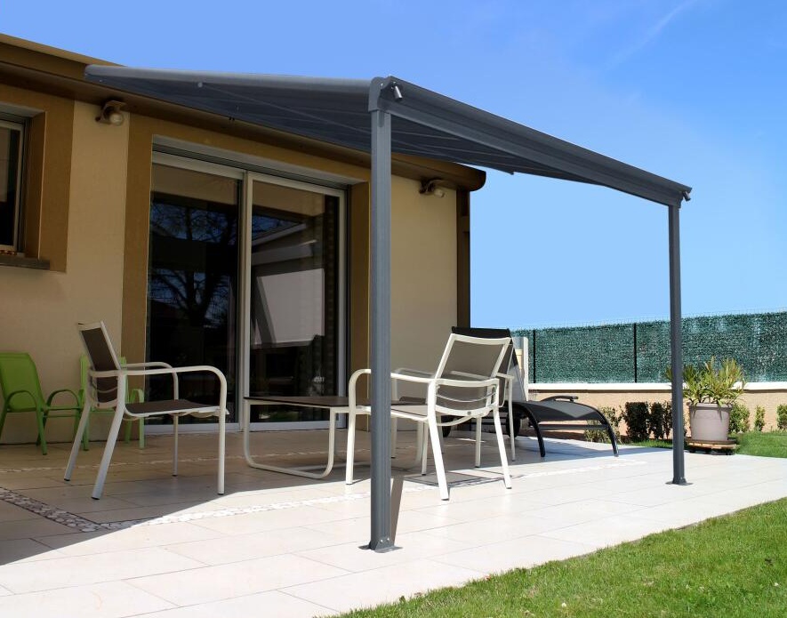 Levně Hliníková pergola LANITPLAST WALL 33 antracit + čirý PC LG2086