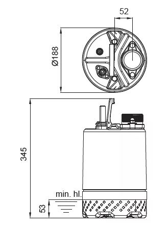 Kalové stavební čerpadlo 50 EUB-5.10S, 230V, 0.75kW, bez plováku Obrázek