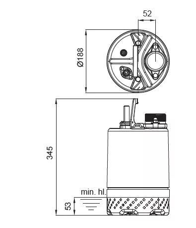 Kalové stavební čerpadlo 50 EUB-5.0SA, 230V, 0.37kW, plovák Obrázek