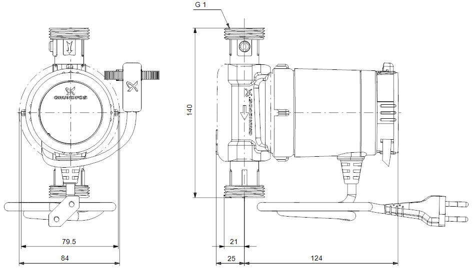 Grundfos COMFORT UP 15-14 BXA PM - AUTOADAPT 97916749 Obrázek