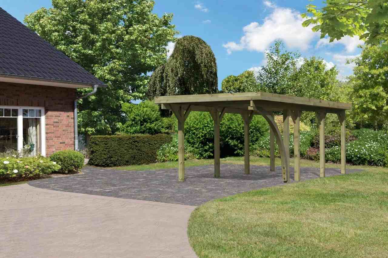 Carport KARIBU CLASSIC 2B 61968 ocelové střešní plechy LG3355