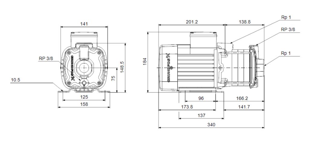 Čerpadlo GRUNDFOS CM3-4 A-R-I-E-AQQE (96961047) Obrázek