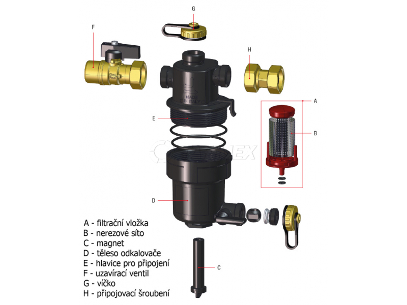 Odkalovač nečistot s magnetem I-MAG 3/4" Obrázek