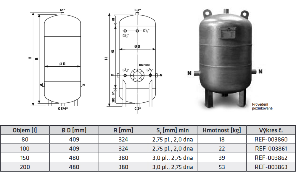 REFLEX REFIX ZLS 150/10 -  Tlaková nádoba pozinkovaná Obrázek