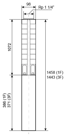 Ponorné čerpadlo EVAK V4S-1M42, 400V, 1.1kW, 2m kabelu Obrázek