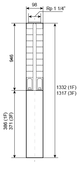 Ponorné čerpadlo EVAK V4S-1M36, 230V, 1.1kW, 2m kabelu Obrázek