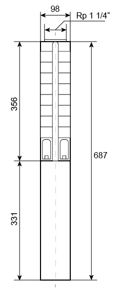 Ponorné čerpadlo EVAK V4S-3M09, 230V, 0.55kW, 2m kabelu Obrázek