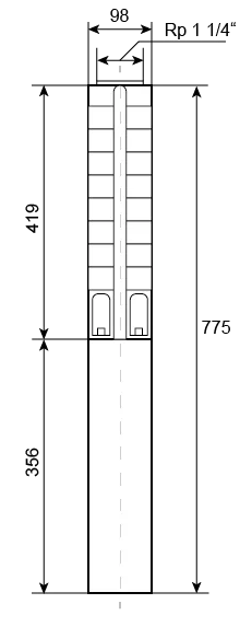 Ponorné čerpadlo EVAK V4S-3M12, 230V, 0.75kW, 2m kabelu Obrázek