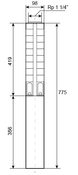 Ponorné čerpadlo EVAK V4S-3M12, 400V, 0.75kW, 2m kabelu Obrázek