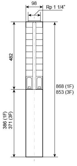 Ponorné čerpadlo EVAK V4S-3M15, 230V, 1.1kW, 2m kabelu Obrázek