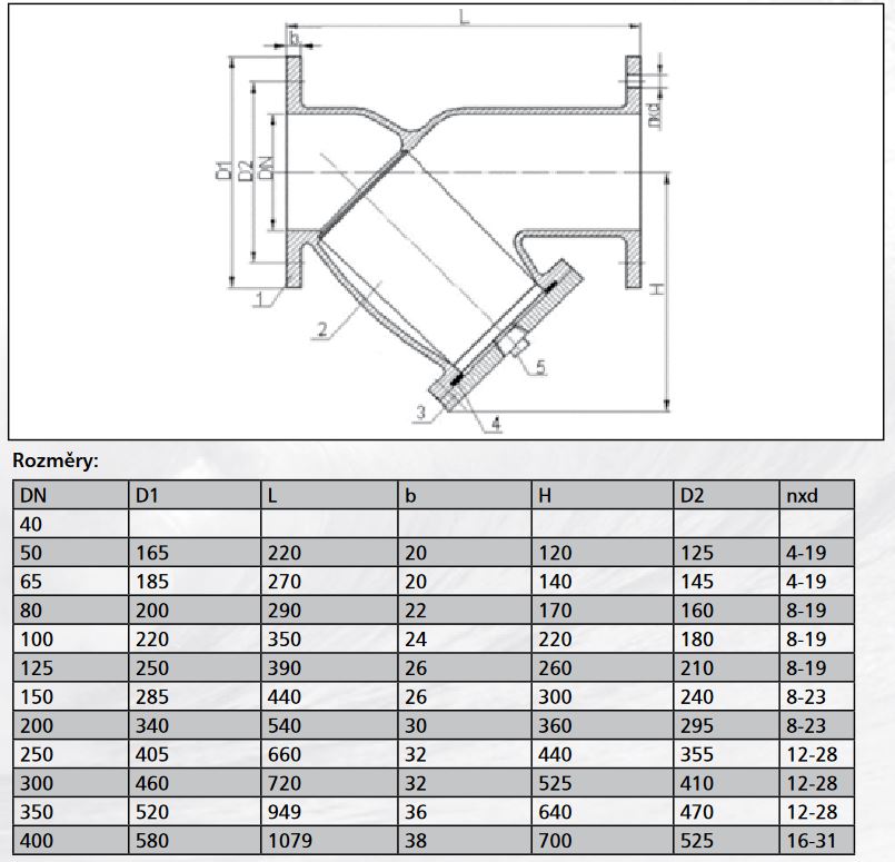 Kanalizační zpětná klapka s koulí přírubová L10 Typ: DN 15 Obrázek