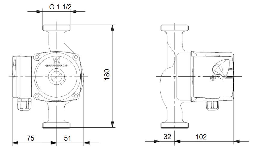 Grundfos UPS 25-40N 180 (96913060) Obrázek