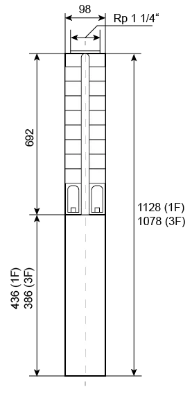 Ponorné čerpadlo EVAK V4S-3M25, 230V, 1.5kW, 2m kabelu Obrázek
